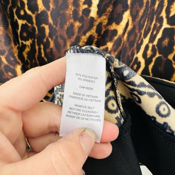 Cleo Square Neck Sleeveless Brown Leopard Print Dress Women’s Size 4 - Picture 8 of 11